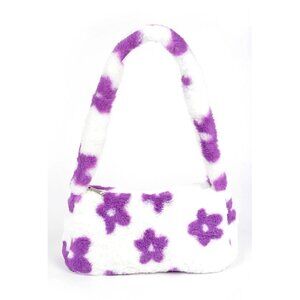 BNWT Faux Fur Flower Printed Plushy Shoulder Bag